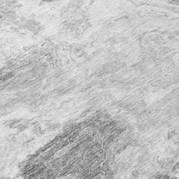 8x10 Gray Silver Abstract Polyester Area Rug Stain Resistant Indoor Outdoor Use