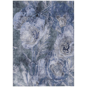 HomeRoots 9x12 Floral Polyester Area Rug Washable Stain Resistant for Patio Living Room 741885