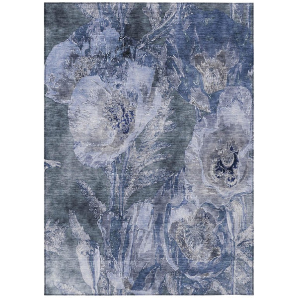 HomeRoots 9x12 Floral Polyester Area Rug Washable Stain Resistant for Patio Living Room 741885
