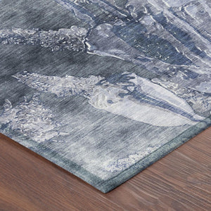 9x12 Floral Polyester Area Rug Washable Stain Resistant for Patio Living Room