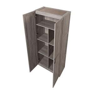 English Elm Cornelia Grey Storage Cabinet 71" Tall MDF with 6 Adjustable Shelves, Soft-Close Doors & Mop Base B365P397854