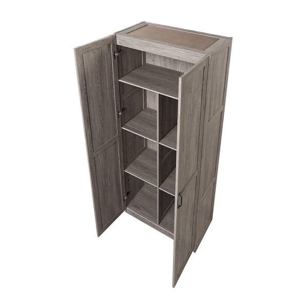English Elm Cornelia Grey Storage Cabinet 71" Tall MDF with 6 Adjustable Shelves, Soft-Close Doors & Mop Base B365P397854