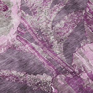 8 X 10 Purple Plum Floral Polyester Area Rug for Patio Porch or Living Room