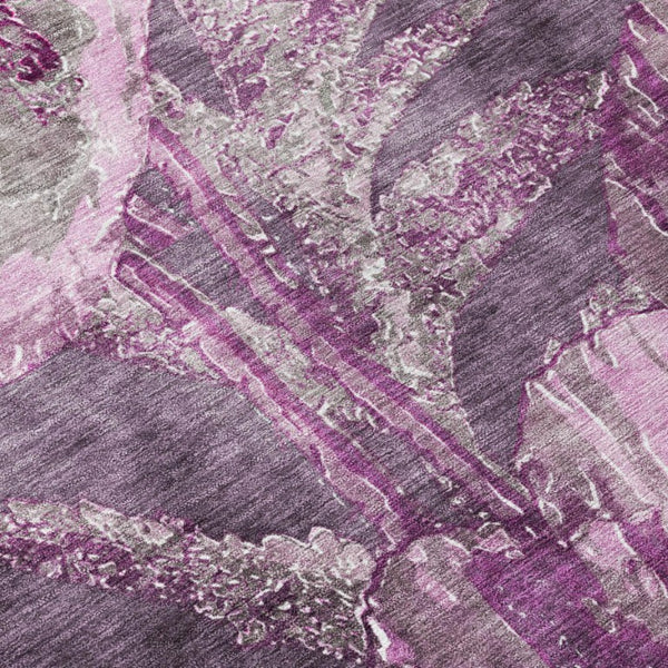8 X 10 Purple Plum Floral Polyester Area Rug for Patio Porch or Living Room