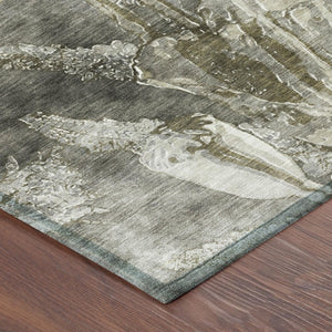 5x8 Pewter Floral Polyester Area Rug Stain Resistant for Indoor Outdoor Spaces