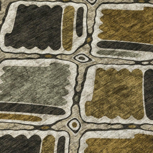 5x8 Brown Geometric Polyester Area Rug Stain Resistant for Indoor Outdoor Use