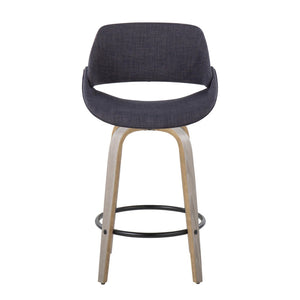 English Elm Fixed-height Swivel Counterstools Charcoal Upholstered Bentwood Seat Set Kitchen Island B202S01819