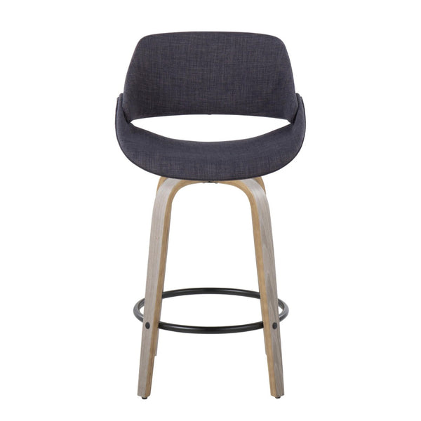 English Elm Fixed-height Swivel Counterstools Charcoal Upholstered Bentwood Seat Set Kitchen Island B202S01819