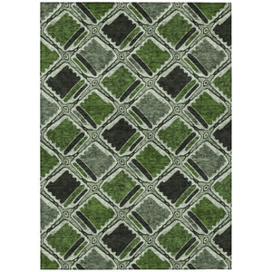 HomeRoots 5 X 8 Emerald Geometric Polyester Area Rug Washable Stain Resistant Indoor Outdoor 741930