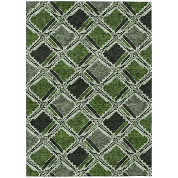 HomeRoots 5 X 8 Emerald Geometric Polyester Area Rug Washable Stain Resistant Indoor Outdoor 741930