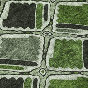 5 X 8 Emerald Geometric Polyester Area Rug Washable Stain Resistant Indoor Outdoor