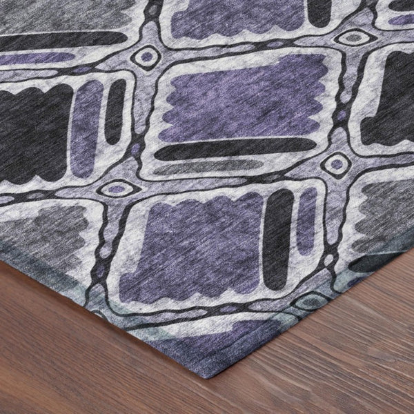 5 X 8 Purple Lavender Geometric Polyester Area Rug Washable Stain Resistant Patio