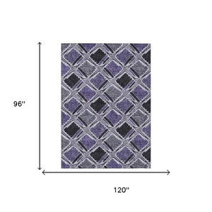 8 Ft X 10 Ft Purple Lavender Geometric Polyester Washable Indoor Outdoor Area Rug