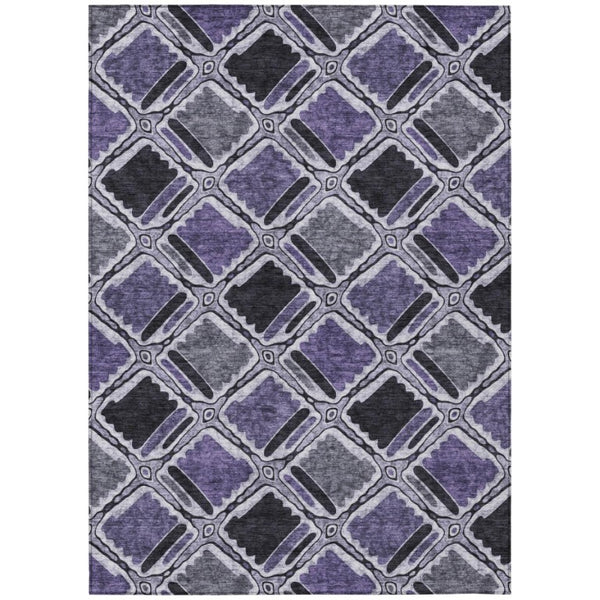 HomeRoots 9 X 12 Purple Lavender Geometric Polyester Area Rug Washable Stain Resistant Patio 741945