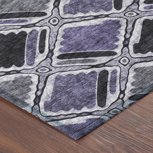 9 X 12 Purple Lavender Geometric Polyester Area Rug Washable Stain Resistant Patio