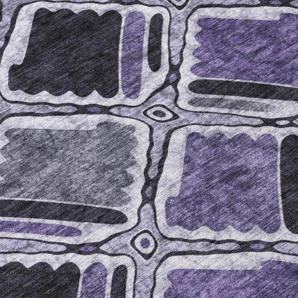 9 X 12 Purple Lavender Geometric Polyester Area Rug Washable Stain Resistant Patio