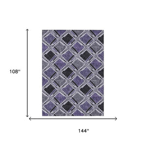9 X 12 Purple Lavender Geometric Polyester Area Rug Washable Stain Resistant Patio