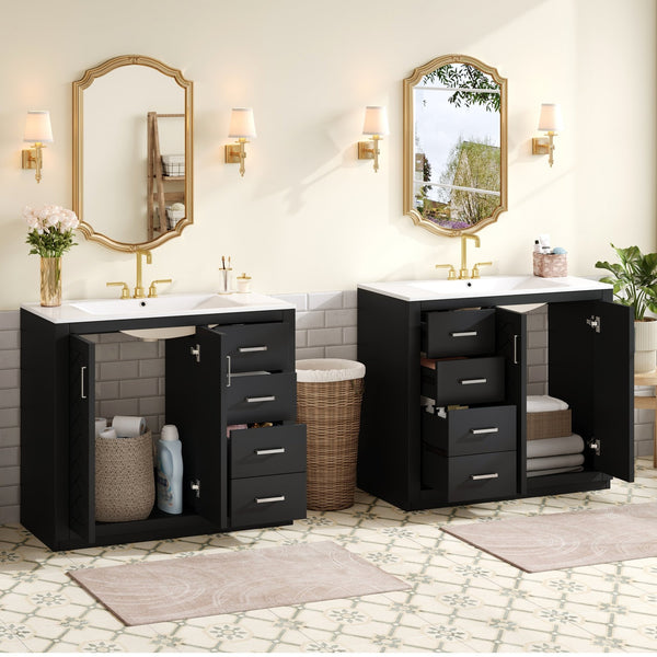 English Elm 72'' Bathroom Vanity Set With Soft-Close Drawers, Elegant Ceramic Sink & Ample Storage Solutions N710SS00013B