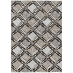 HomeRoots 8 X 10 Geometric Polyester Indoor Outdoor Rug Stain Resistant Washable Khaki 741956