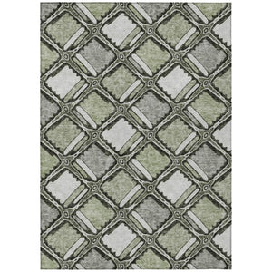 HomeRoots 10 X 14 Sage Green Geometric Polyester Area Rug Washable for Indoor Outdoor Use 741964