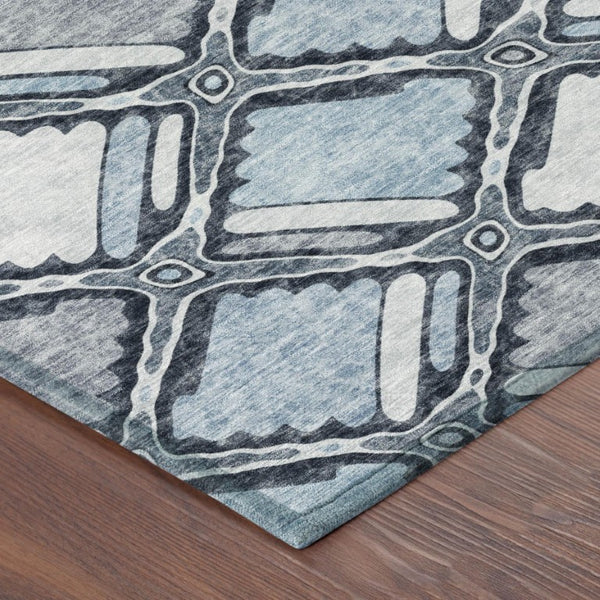 8 Foot Round Geometric Polyester Area Rug for Indoor Outdoor High Traffic Use