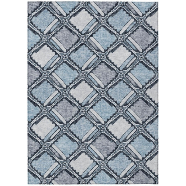 HomeRoots 8x10 Geometric Polyester Area Rug Washable Stain Resistant Indoor Outdoor Patio Use 741968