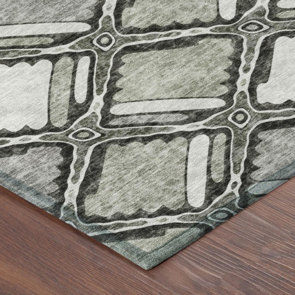 8' X 10' Taupe and Brown Geometric Washable Indoor Outdoor Area Rug