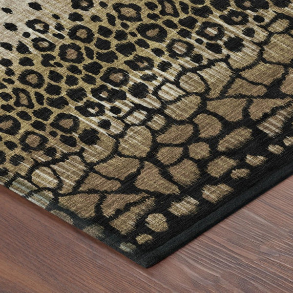 5 X 8 Geometric Polyester Area Rug Washable Stain Resistant Indoor Outdoor Brown