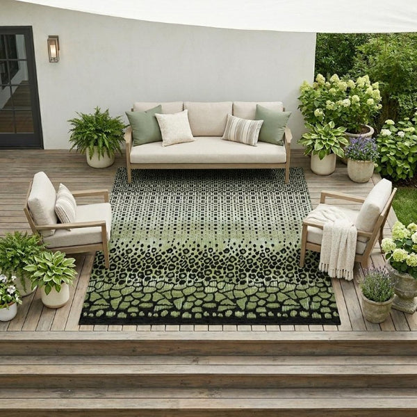 10 Ft Geometric Polyester Area Rug Washable Stain Resistant for Indoor Outdoor Use