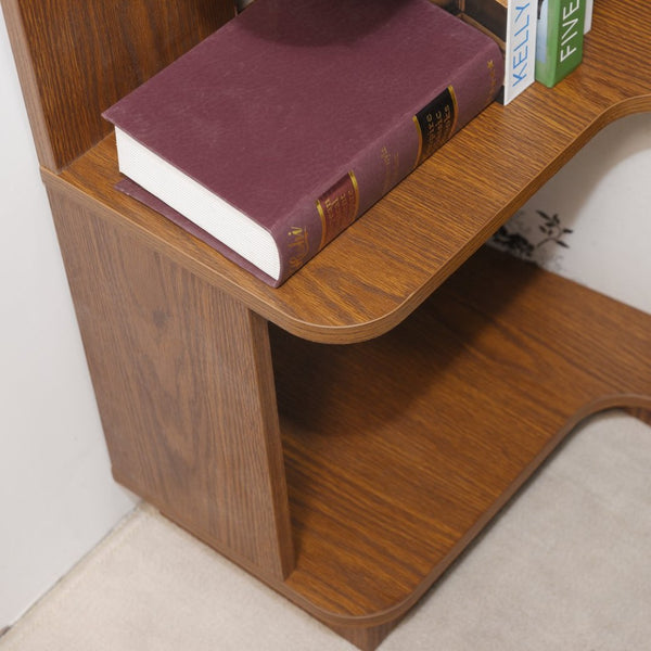 English Elm 90cm Five Tier L-shaped Corner Bookcase Open Wood Shelving Unit for Home Office W2899P444147