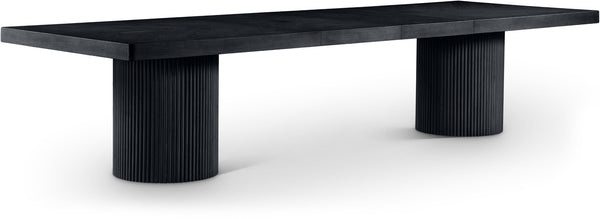 Meridian Furniture Belinda Oak Veneer Extendable Dining Table with Fluted Pedestal Base for Elegant Rooms Black 96" / 144" 741Black-T