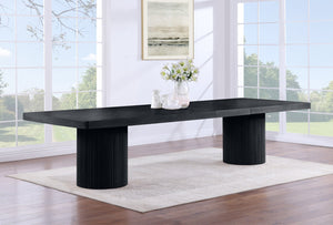 Meridian Furniture Belinda Oak Veneer Extendable Dining Table with Fluted Pedestal Base for Elegant Rooms Black 96" / 144" 741Black-T