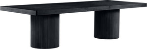 Meridian Furniture Belinda Oak Veneer Extendable Dining Table with Fluted Pedestal Base for Elegant Rooms Black 96" / 144" 741Black-T
