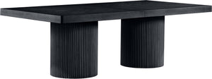 Meridian Furniture Belinda Oak Veneer Extendable Dining Table with Fluted Pedestal Base for Elegant Rooms Black 96" / 144" 741Black-T