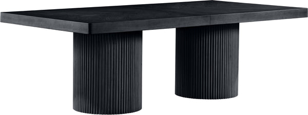 Meridian Furniture Belinda Oak Veneer Extendable Dining Table with Fluted Pedestal Base for Elegant Rooms Black 96" / 144" 741Black-T
