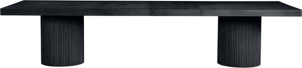 Meridian Furniture Belinda Oak Veneer Extendable Dining Table with Fluted Pedestal Base for Elegant Rooms Black 96" / 144" 741Black-T
