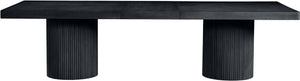 Meridian Furniture Belinda Oak Veneer Extendable Dining Table with Fluted Pedestal Base for Elegant Rooms Black 96" / 144" 741Black-T