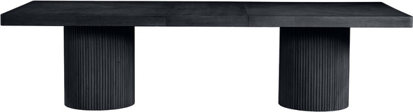 Meridian Furniture Belinda Oak Veneer Extendable Dining Table with Fluted Pedestal Base for Elegant Rooms Black 96" / 144" 741Black-T