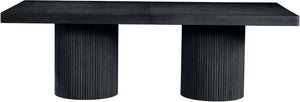 Meridian Furniture Belinda Oak Veneer Extendable Dining Table with Fluted Pedestal Base for Elegant Rooms Black 96" / 144" 741Black-T