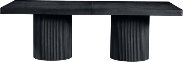 Meridian Furniture Belinda Oak Veneer Extendable Dining Table with Fluted Pedestal Base for Elegant Rooms Black 96" / 144" 741Black-T