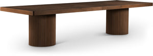 Meridian Furniture Belinda Oak Veneer Extendable Dining Table with Fluted Pedestal Base for Elegant Rooms Brown 96" / 144" 741Brown-T