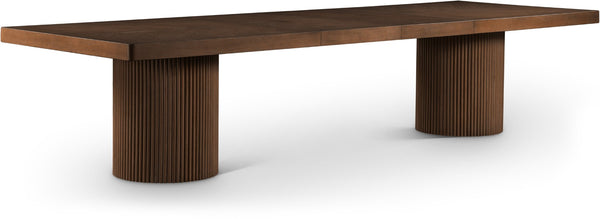 Meridian Furniture Belinda Oak Veneer Extendable Dining Table with Fluted Pedestal Base for Elegant Rooms Brown 96" / 144" 741Brown-T