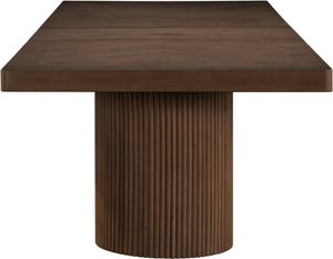 Meridian Furniture Belinda Oak Veneer Extendable Dining Table with Fluted Pedestal Base for Elegant Rooms Brown 96" / 144" 741Brown-T