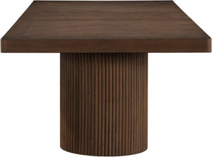 Meridian Furniture Belinda Oak Veneer Extendable Dining Table with Fluted Pedestal Base for Elegant Rooms Brown 96" / 144" 741Brown-T