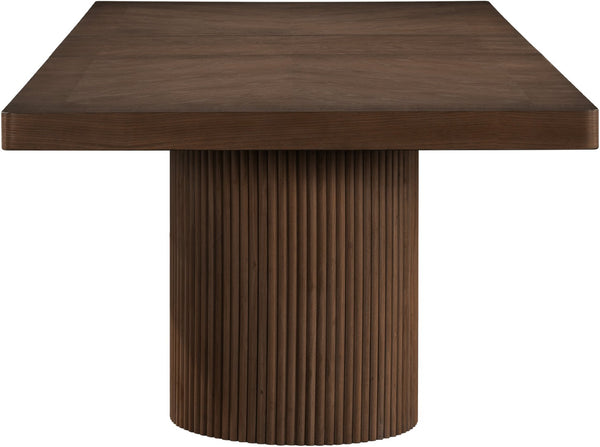 Meridian Furniture Belinda Oak Veneer Extendable Dining Table with Fluted Pedestal Base for Elegant Rooms Brown 96" / 144" 741Brown-T
