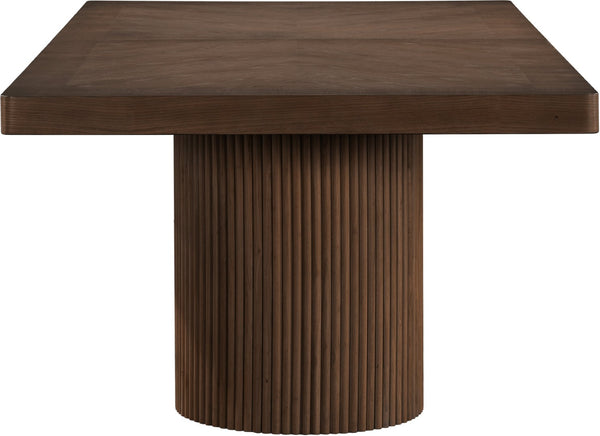 Meridian Furniture Belinda Oak Veneer Extendable Dining Table with Fluted Pedestal Base for Elegant Rooms Brown 96" / 144" 741Brown-T