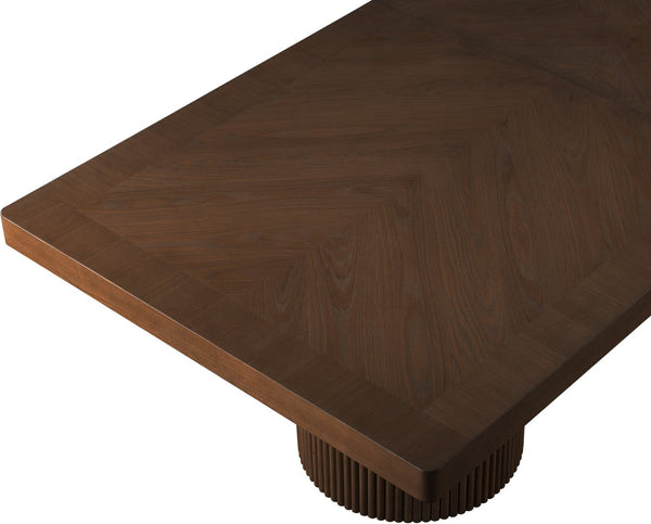 Meridian Furniture Belinda Oak Veneer Extendable Dining Table with Fluted Pedestal Base for Elegant Rooms Brown 96" / 144" 741Brown-T