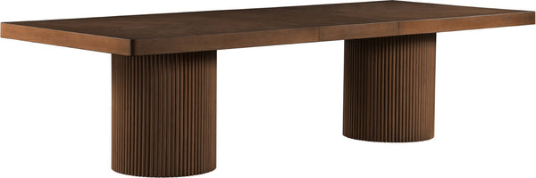 Meridian Furniture Belinda Oak Veneer Extendable Dining Table with Fluted Pedestal Base for Elegant Rooms Brown 96" / 144" 741Brown-T