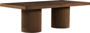 Meridian Furniture Belinda Oak Veneer Extendable Dining Table with Fluted Pedestal Base for Elegant Rooms Brown 96" / 144" 741Brown-T