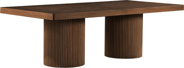 Meridian Furniture Belinda Oak Veneer Extendable Dining Table with Fluted Pedestal Base for Elegant Rooms Brown 96" / 144" 741Brown-T